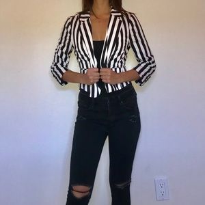 Stripe White And Black Blazer